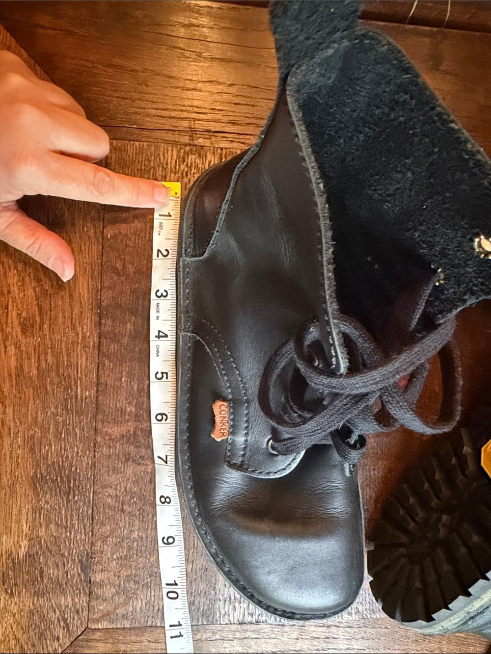 Conker Shoes Handmade Leather Derby Boots Black Unisex UK 6F Women 8.5 US Wide - Picture 13 of 14